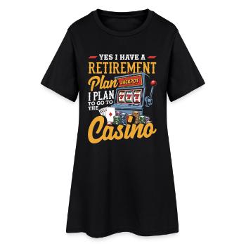 Casino Rente Ruhestand Glücksspiel Spielautomat - Frauen T-Shirt-Kleid - Schwarz - Vorne