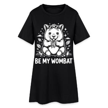 Lustiger Wombat - Frauen T-Shirt-Kleid - Schwarz - Vorne