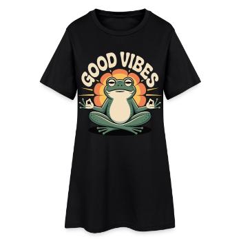 T-shirt grenouille avec l’inscription – Motif zen positif - Robe T-shirt Femme - noir - Devant