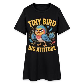 Petit oiseau Grand Oiseau Attitude Dicton - Robe T-shirt Femme - noir - Devant