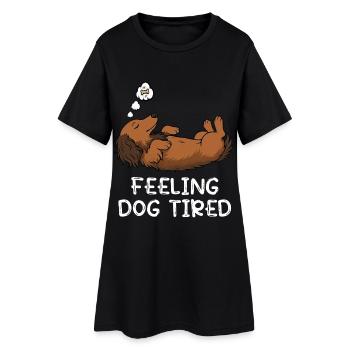 Se sentir fatigué par chien Teckel - Robe T-shirt Femme - noir - Devant