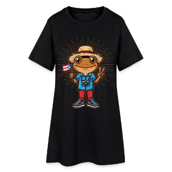 Grenouille Coqui Drapeau portoricain portoricain - Robe T-shirt Femme - noir - Devant