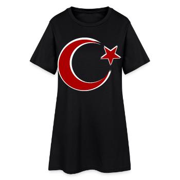 Motif de l’étoile de la Lune rouge Dinde - Robe T-shirt Femme - noir - Devant