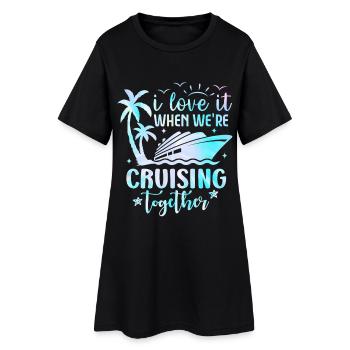 Croisière ensemble Palms & Yacht - Robe T-shirt Femme - noir - Devant