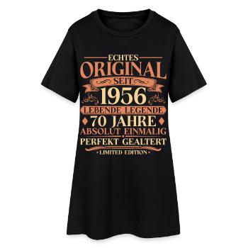70. Geburtstag Echtes Original 1956 Vintage - Frauen T-Shirt-Kleid - Schwarz - Vorne