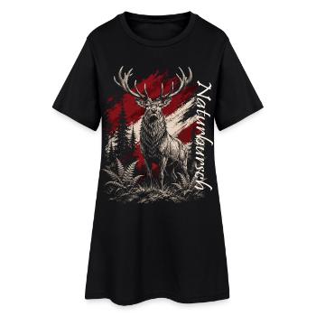 Hirsch im Wald – Rustikal Illustration - Frauen T-Shirt-Kleid - Schwarz - Vorne