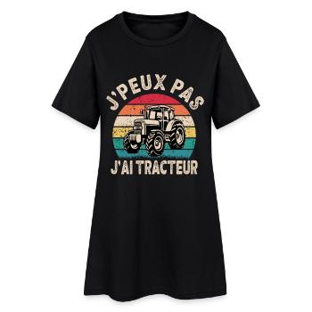 J’peux pas tracteur Cadeau humour personnalisé - Robe T-shirt Femme - noir - Devant