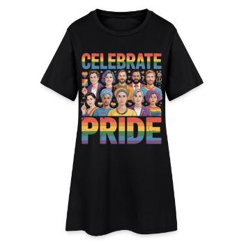 Celebrate Pride LGBT Regenbogen Diversity - Frauen T-Shirt-Kleid - Schwarz - Vorne