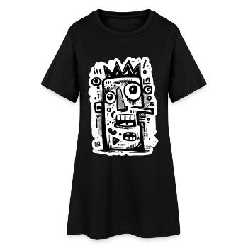 Crowned Abstract Face Art - Women’s T-Shirt Dress - black - Front