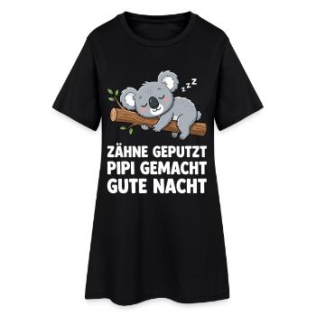 Schlafshirt Schlafen Schlafanzug Koala Pyjama - Frauen T-Shirt-Kleid - Schwarz - Vorne