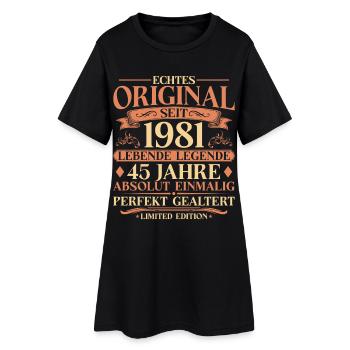 45. Geburtstag Echtes Original 1981 Vintage - Frauen T-Shirt-Kleid - Schwarz - Vorne