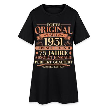 75. Geburtstag Echtes Original 1951 Vintage - Frauen T-Shirt-Kleid - Schwarz - Vorne