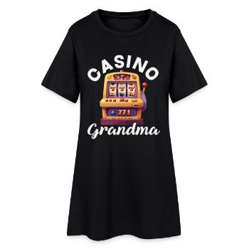 Casino Oma Spielautomat Glücksspiel Zocken Vegas - Frauen T-Shirt-Kleid - Schwarz - Vorne