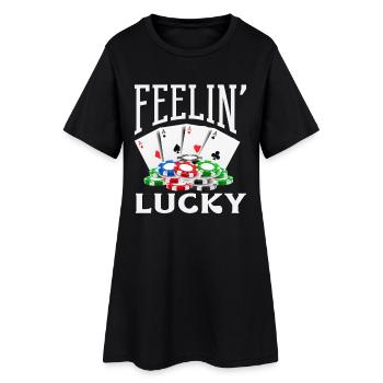 Glücksgefühl Casino Glücksspiel Poker Kartenspiel - Frauen T-Shirt-Kleid - Schwarz - Vorne