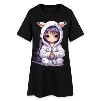 Style sweat à capuche Chibi Bunny - Robe T-shirt Femme - noir - Devant