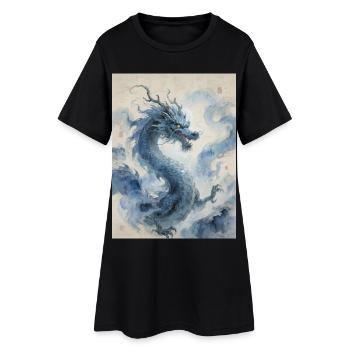 L'Apothéose Céleste : Dragon Bleu – Infinité - Robe T-shirt Femme - noir - Devant