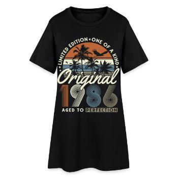 Cadeau vintage d’anniversaire 1986 rétro - Robe T-shirt Femme - noir - Devant