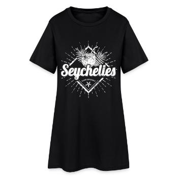 Seychelles Coconut and Starfish Retro Souvenir - Women’s T-Shirt Dress - black - Front