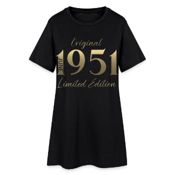 Cadeau du 75e anniversaire Millésime juin Millésime 1951 - Robe T-shirt Femme - noir - Devant