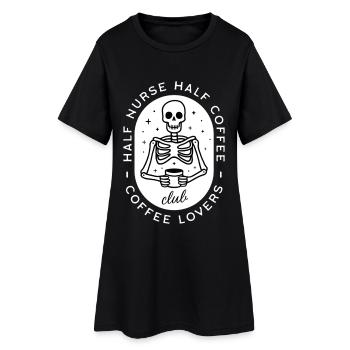 Nurse coffee nursing dark humor skeleton - Women’s T-Shirt Dress - black - Front