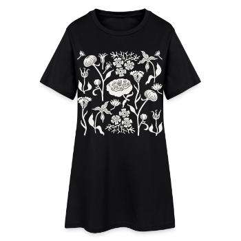 Pivoines pour toujours L Pivoines botaniques L Écru blanc - Robe T-shirt Femme - noir - Devant