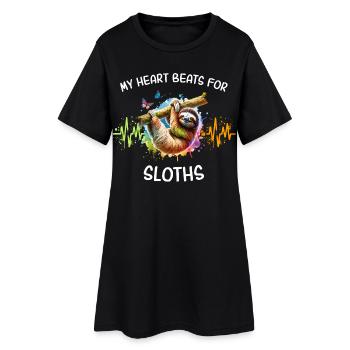 Sloth Heart Line - Women’s T-Shirt Dress - black - Front