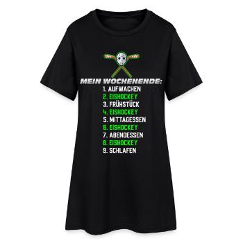 Mein Wochenende: Nur Eishockey - Frauen T-Shirt-Kleid - Schwarz - Vorne