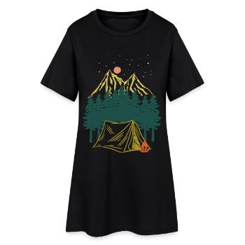 Starry Night Mountain Camping Adventure - Women’s T-Shirt Dress - black - Front
