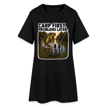 Carp First Problems Later Jumping Carp Design - Women’s T-Shirt Dress - black - Front