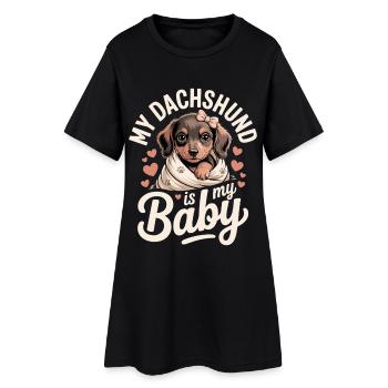 Bébé teckel - Robe T-shirt Femme - noir - Devant