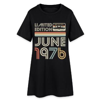 Limited Edition June 1976 Geburtstag Geschenk - Frauen T-Shirt-Kleid - Schwarz - Vorne