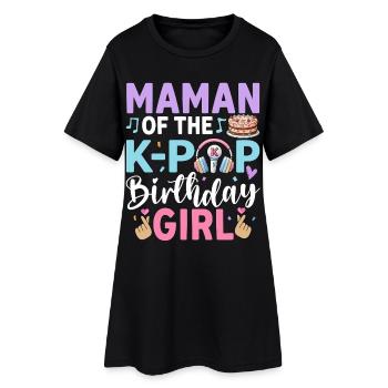 Maman of The K-Pop Birthday Girl - Frauen T-Shirt-Kleid - Schwarz - Vorne
