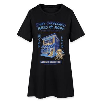 Shiny Cardboard Makes Me Happy Trading Card - Women’s T-Shirt Dress - black - Front