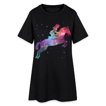 Cavalier équitation, cavalier de l’espace Chevaux - Robe T-shirt Femme - noir - Devant
