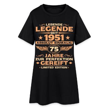 Absolut Einmalig seit 1951 – 75 Jahre Retro - Frauen T-Shirt-Kleid - Schwarz - Vorne