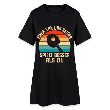 Lustig Tischtennis - Frauen T-Shirt-Kleid - Schwarz - Vorne