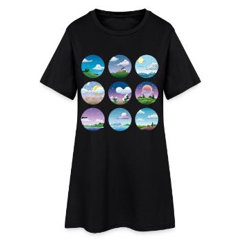 Collection Paysages Circulaires Jour Nuit - Robe T-shirt Femme - noir - Devant