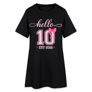 Hello 10 Est 2016 Coquette Bow Girl Birth - Women’s T-Shirt Dress - black - Front