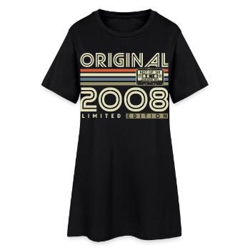 Cadeau rétro vintage d’anniversaire 2008 - Robe T-shirt Femme - noir - Devant