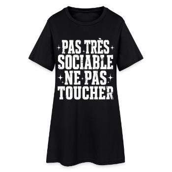 pas sociable Cadeau humour personnalisé - Robe T-shirt Femme - noir - Devant