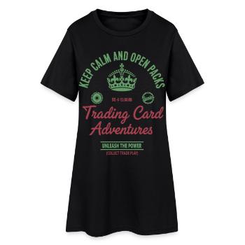 Keep Calm And Open Packs Trading Card Adventures - Women’s T-Shirt Dress - black - Front