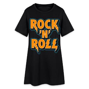 Logo typographique 3D Rock 'N' Roll - Robe T-shirt Femme - noir - Devant