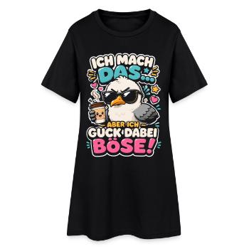Ich mach das aber ich guck dabei böse Möwe Kaffee  - Frauen T-Shirt-Kleid - Schwarz - Vorne