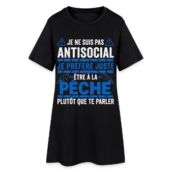Pêche Cadeau Humour Personnalisé - Robe T-shirt Femme - noir - Devant