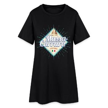 Massa-Carrara Toskana in Italien mit Schiff Design - Frauen T-Shirt-Kleid - Schwarz - Vorne