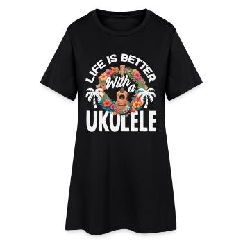 La vie est meilleure avec un ukulélé Hawaii Musiker - Robe T-shirt Femme - noir - Devant