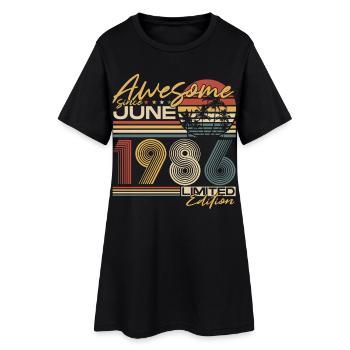 Cadeau vintage d’anniversaire vintage de juin 1986 - Robe T-shirt Femme - noir - Devant
