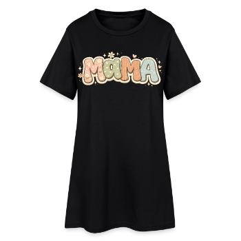Mama Vintage Skull Groovy Crâne Fleurs Papillons - Robe T-shirt Femme - noir - Devant