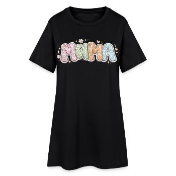 Mama Vintage Skull – Style Retro Groovy Crâne Fleu - Robe T-shirt Femme - noir - Devant