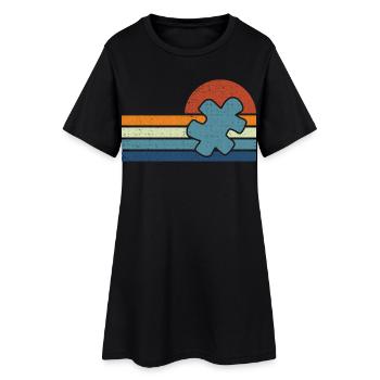Autisme Vintage Coucher de Soleil - Robe T-shirt Femme - noir - Devant